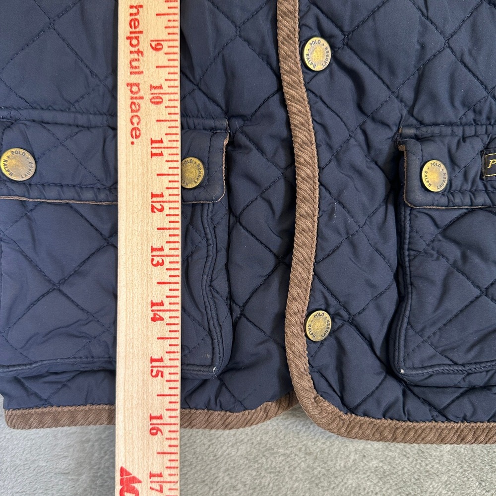 Polo Ralph Lauren Navy Blue Quilted Jacket Corduroy Trim 24M Baby Boy - Picture 11 of 16